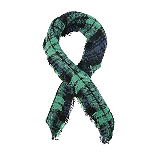 American Trends Scarfs for Women Winter Triangle Scarf Classic Plaid Warm Scarf Soft Scarves Knitted Wrap Shawl - color: Triangle Striped Green & Blue & Black