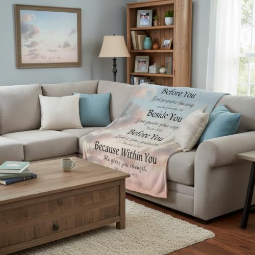 Christian Throw Blanket Bible Verses Inspirational Religious God Faith Soft Cozy 50x60 Inch Psalm Philippians Isaiah Gift for Women Men - color: Bible 2