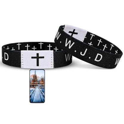 Daily Bible Verse WWJD Bracelet, Christian Jesus Wearable Bracelet for Women Men, WWJD Bracelet - What Would Jesus Do Bracelet - style: Black