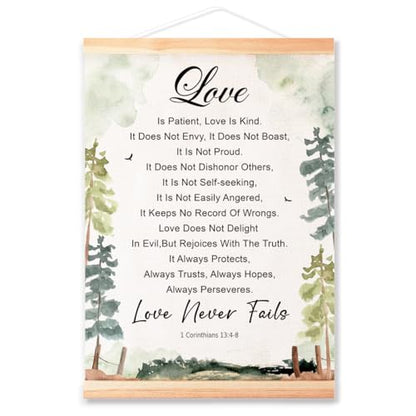 Ybqhd Love Never Fails Poster Hanger, Christian Bible Verse Wall Art - color: B-1 Corinthians 13:4-8