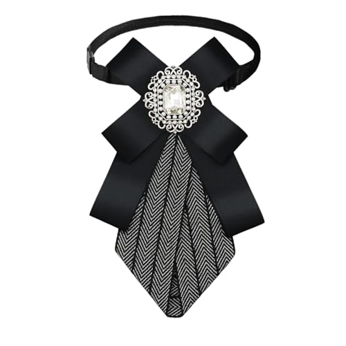 Womens Bow Tie Adjustable Rhinestone Bowtie for Women Ladies Girls Pre-tied Womens Tie for Shirt Suit Uniform - color: Black-strap-style 3