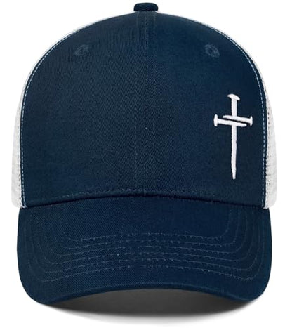 Christian Jesus Cross Hat - Faith Hats for Men Women - Religious Gifts for Thanksgiving Christmas - color: Cross/Navy
