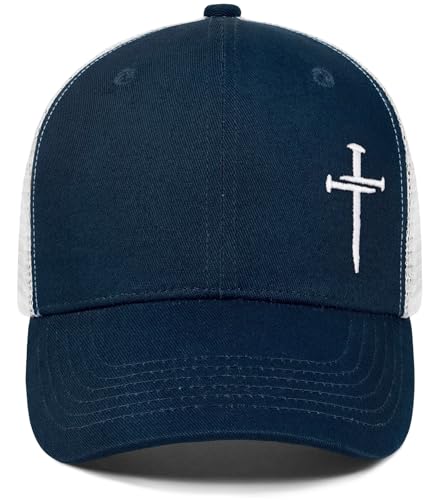 Christian Jesus Cross Hat - Faith Hats for Men Women - Religious Gifts for Thanksgiving Christmas - color: Cross/Navy