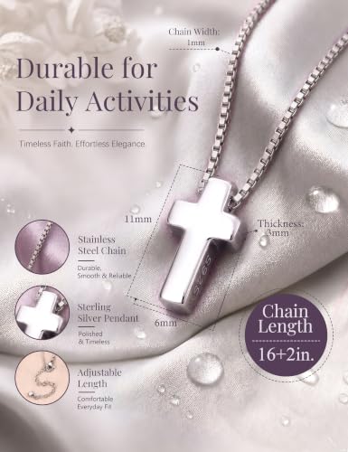 Subiceto Cross Necklace for Women,Small Sterling Silver Cross Pendant - color: Silver-Standard Cross