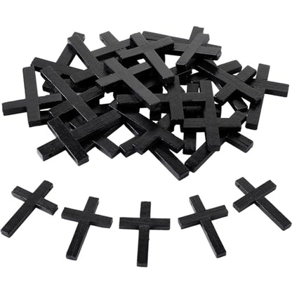 meekoo Natural Wooden Cross Bulk Pendants Mini Cross Beads Bulk for DIY Crafts Jewelry Making - color: Black, size: 1.57 x 2.36 x 0.2 Inch