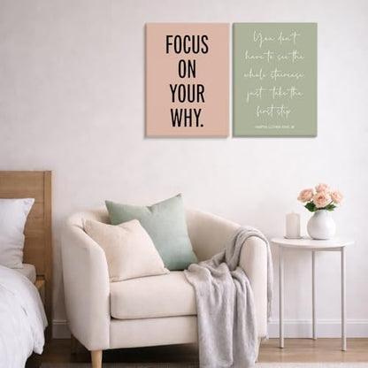 Framed Motivational Office Wall Decor, Set of 6 Boho Inspirational Prints - color: Office