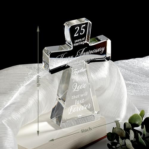 JOASURA 25th Wedding Anniversary Crystal Cross Gifts for Couple - style: 25th