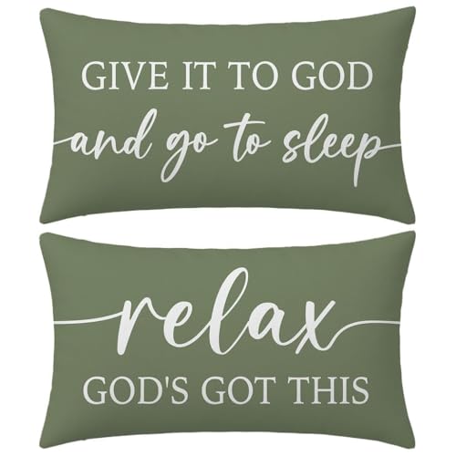 Decorative Throw Pillow Covers 12x20 Inch Set of 2 – Olive Green - color: Olive Green