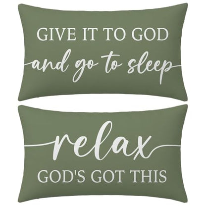 Decorative Throw Pillow Covers 12x20 Inch Set of 2 – Olive Green - color: Olive Green