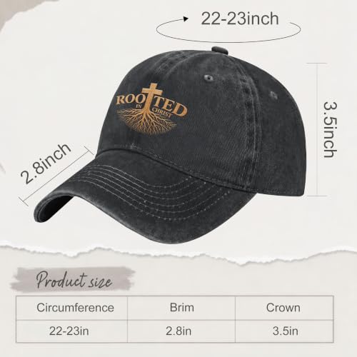 Religion Christ Christian Jesus Baseball Cap for Men Women Adjustable Retro Washed Golf Dad Caps Funny Graphic - color: Rooted in Christ Christian Faith