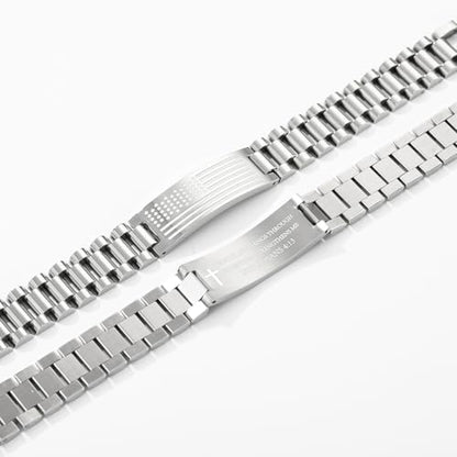 P. BLAKE American Flag Bible Verse Bracelet for Men, Stainless Steel Engraved Scripture Bracelet Christian Religious Christmas Birthday Jewelry Gifts - color: Silver, size: PHILIPPIANS 4:13