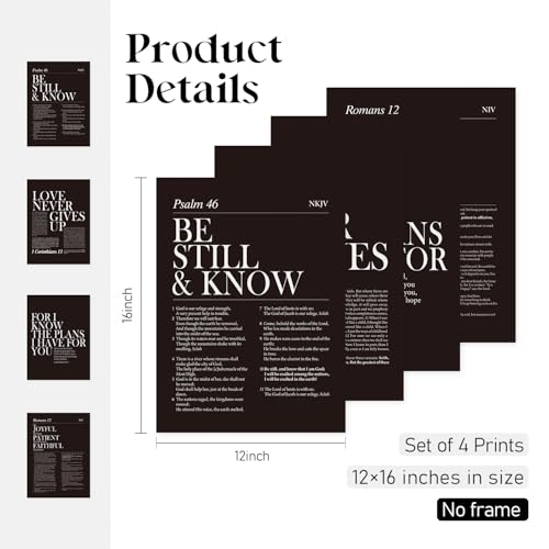 Locomiss Black and White Christian Jesus Scripture Wall Art Decor - color: Black, size: 12x16 Inches