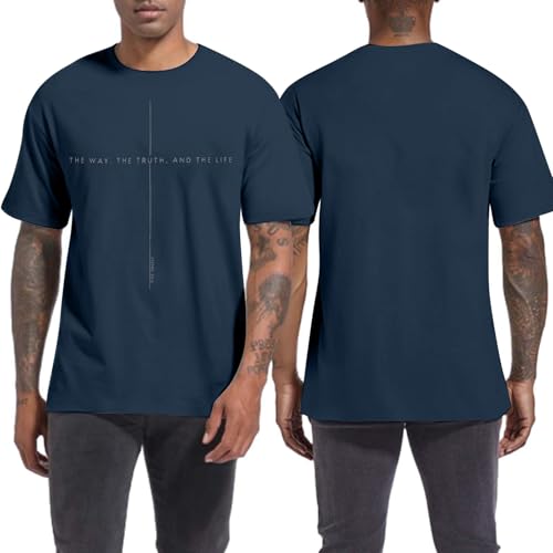 Christian Jesus Faith Shirts Men: The Way The Truth Life Cross Graphic Tee - color: Dark Grey, size: Small
