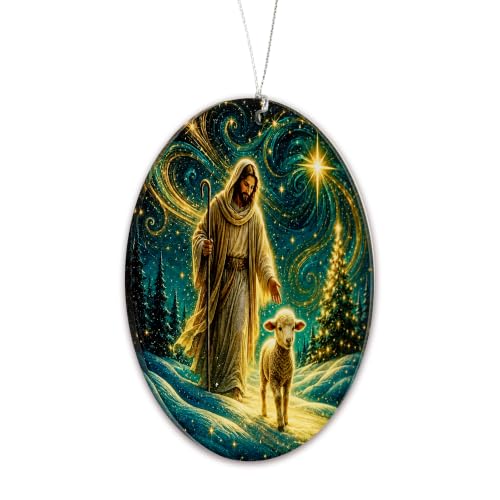 Christian Ornaments 2026 for Christmas Tree Decorations, Jesus with Lamb Good Shepherd Religious Design, Unique Christmas Ornament Gifts for Christian Women, Men and Family, Holiday Home Decoration - color: Jesus Shepherd