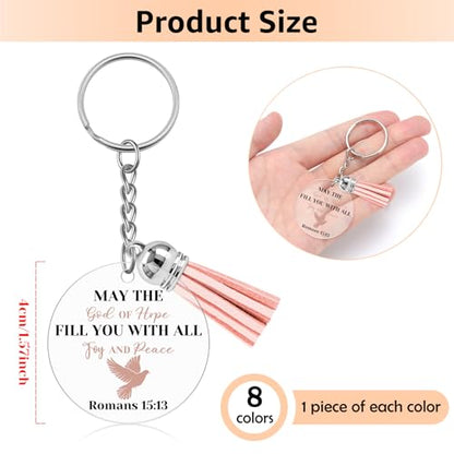 8 Pcs Christian Keychain for Women Men Acrylic Religious Keychain with Bible Verse Inspirational Religious Catholic Faith Spiritual Gifts for Women Scripture Key Chain Easter Christian Birthday Gift