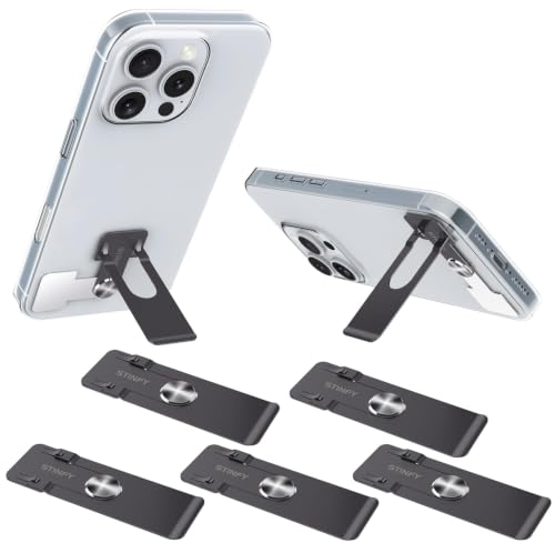 Phone Slim Kickstand, Ultra Thin Vertical and Horizontal 360° Rotating Universal Steel Metal Stable Stand Pocket Friendly Sticky Holder for iPhone Samsung Cellphone Case (Black 2-Pack) - color: Black