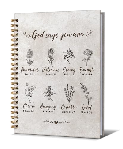 Prayer Journal for Women- Christian Bible Notebooks for Women Men,Inspirational Art Gifts for Church Members,God says Gold Spiral Bound Hardcover Bible Journaling,5.8"x8.3" - color: Bible says