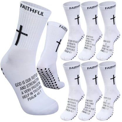 Glitopper 6 Pairs Cross Grip Soccer Socks US 6-13 christian - color: White, style: Motivate