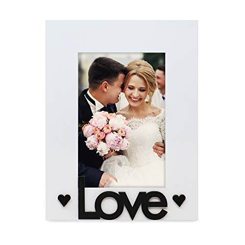 Isaac Jacobs 4x6 White Wood Sentiments “Love Picture Frame - color: White, size: 4x6