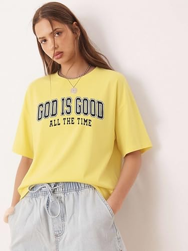 Christian Shirt for Women God is Good Shirts Womens Graphic Tshirts Jesus Shirt Bible Verse Inspirational Tee - color: Yeallow, size: Large