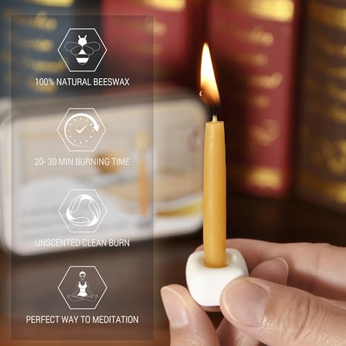 Meditation Beeswax Candles 90Pcs, 20 Minute Mini Candles Set, 2.6 Inch Small Bees Wax Taper Candles - Smokeless, Dripless and Non-Toxic for Home, Women Gifts, Yoga-Yellow - color: Raw, size: 90