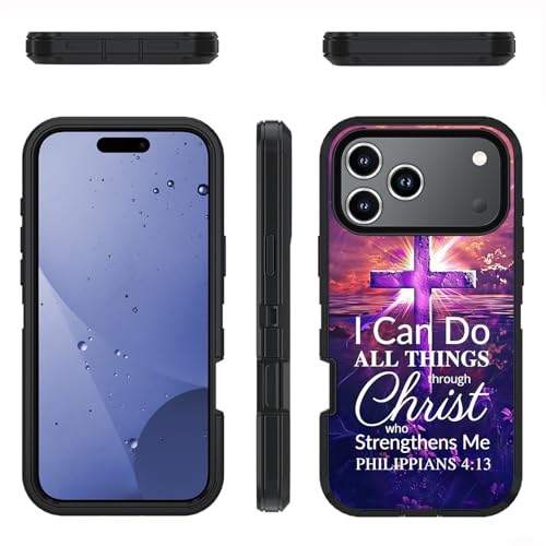 Case for iPhone 18 Pro Max / 17 Pro Max, Cross Philippians 4-13 - color: Cross Quote Bible Verses Philippians 4-13, size: iPhone 18 Pro Max / 17 Pro Max