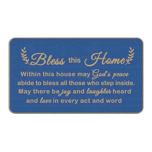 Bless This Home Decorative Indoor Outdoor Doormat,House Warming Gifts Front Door Mat 17x30 Inch Religious Decoration Welcome Mat - for Home Entrance, Outside Entry, Yard, Floor, Patio（Blue） - color: 17 Doormat 2