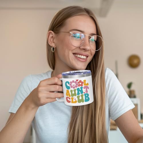 Best Auntie 14 oz Tumbler – Cool Aunt Club Cup, Funny Nutrition Facts Design, Birthday & Holiday Gift from Niece or Nephew - color: Cool Aunt