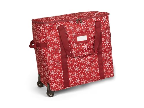 Covermates Rolling Treasurekeeper Storage Bag, 19.25" W x 13" D x 18.5" H - color: Red Snowflake Polyester, size: 19.25W x 13D x 18.5H - With Wheels