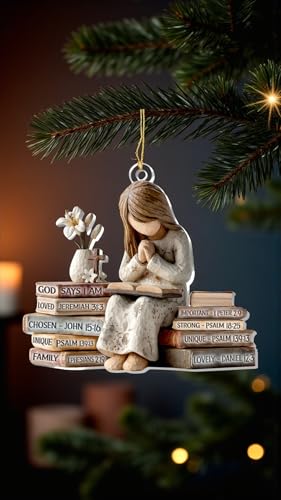 God Says I Am Christian Christmas Ornament 2026, Faith Gifts for Women - color: Kat_lh God You Arr Girl Book