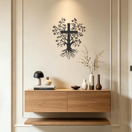 YATEASLU Wall Cross Sculpture Tree of Life Design