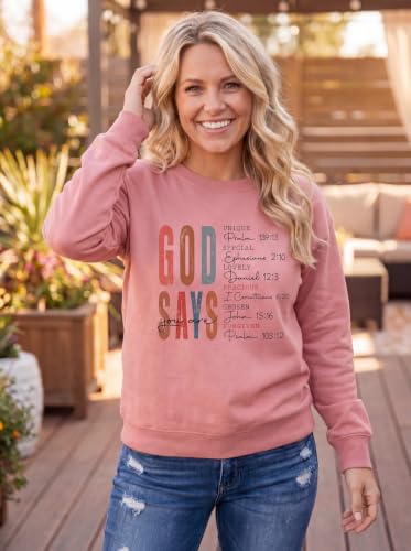 Faith Sweatshirts for Women Christian Jesus God Graphic Sweatshirt - color: Rosegold, size: Medium
