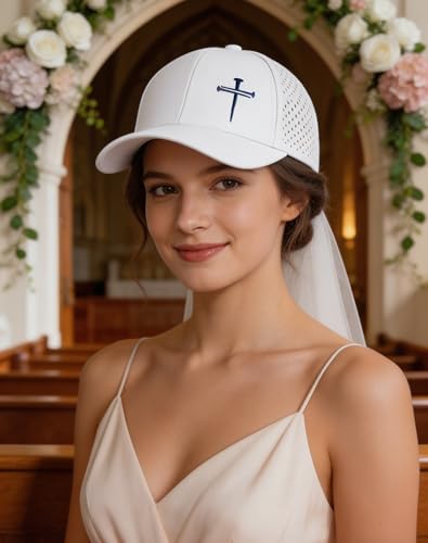 Jesus 3 Nail Cross Hat Christian Religious Gifts for Christma with Embroidered - Adjustable Snapback Baseball Cap - color: 3 Nail Cross Mesh Nylon White