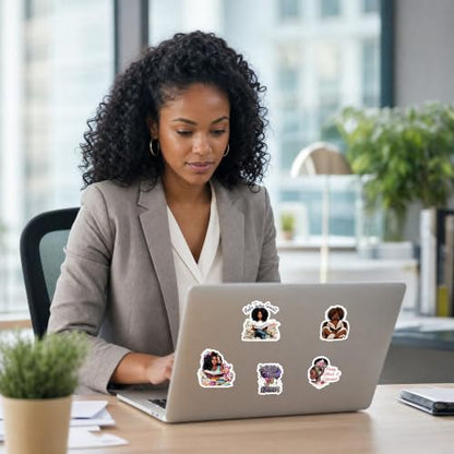 Black Girl Bookish Stickers - 50 Pcs Aesthetic Gift for Adult Women - color: Brown Bookish