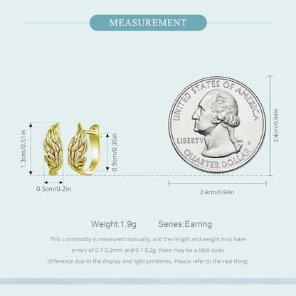 Turquoise Cross Hoop Earrings for Women 14K Gold Plated Infinity Angel Feather Pearl Turquoise Cross Star Hypoallergenic Post Christan Everyday Huggie Jewelry Gift - color: Gold Wings
