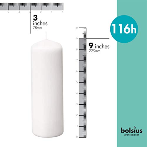 BOLSIUS 6 White Pillar Candles Bulk - 3x9 Inches Candle Set - 116+ Hours Clean Burning - No Palm Oil - 0% Animal Fat - Premium European Quality - Unscented Dripless Any Occasion Pillars - size: 3x9 Inches, style: 6 Count