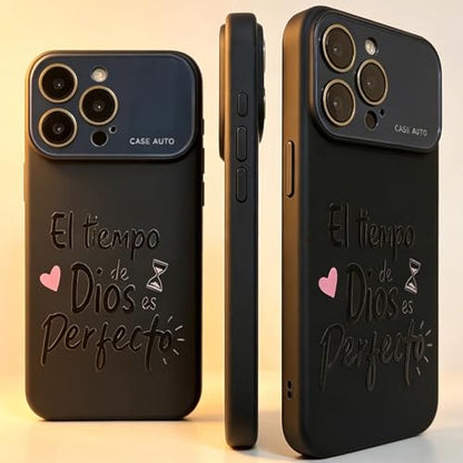 for iPhone 16 Pro Max Case God's Timing is Perfect Spanish Bible Verse Phone Case, Full Camera Lens Protection, Shockproof Drop Resistant Durable Cover (Black, iPhone 16 Pro Max) - color: black, size: iPhone 16 Pro Max