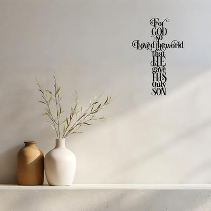 YKANYN Metal Cross Wall Decor, For God So Loves the World Wall Art