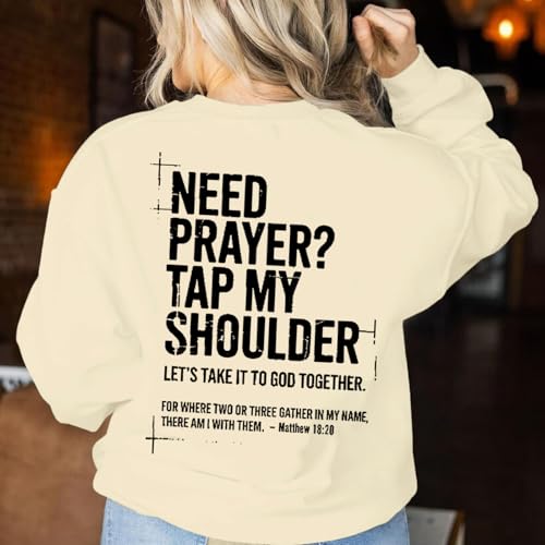 Christian Sweatshirts for Women Jesus Cross Casual Pullover - color: Apricot, size: X-Large