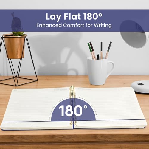 Taja Large Spiral Lined Journal for Women and Men, Notebook for Work - color: H-Folk Bloom