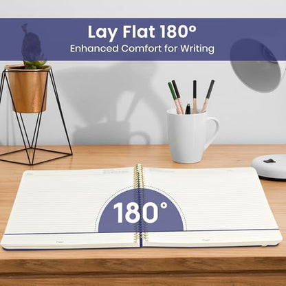 Taja Large Spiral Lined Journal for Women and Men, Notebook for Work - color: H-Folk Bloom