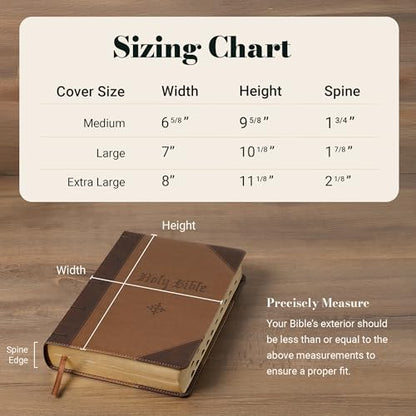 Christian Art Gifts Classic Faux Leather Bible Cover for Men and Women: Be Strong and Courageous - Joshua 1:9 Inspirational Bible Verse with Lion, Gray and Black, Large - size: Large