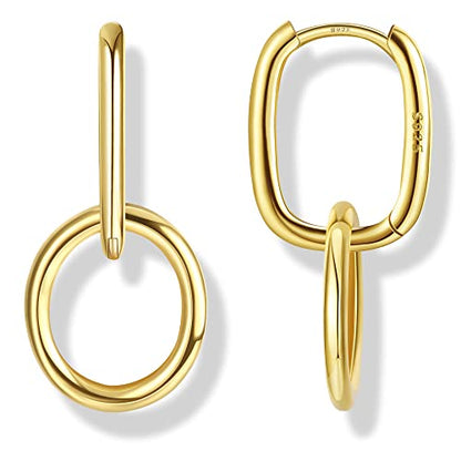 MILACOLATO 925 Sterling Silver Dangle Earrings for Women Hypoallergenic - color: gold-double hoops