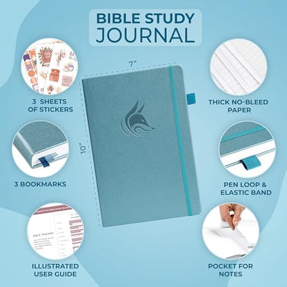 Clever Fox Bible Study Journal, Guide, Supplies for Women 7x10 Aquamarine - color: Aquamarine, size: Smaller than A4 (7" x 10")