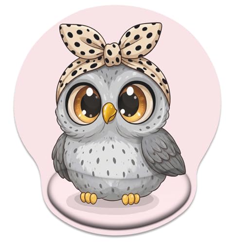 Britimes Ergonomic Mouse Pad with Wrist Support, Owl Pink - color: Pink Cute Cartoon Owl