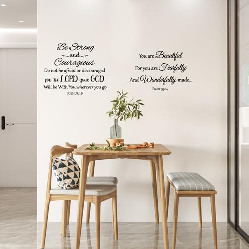 Generic 12 Pieces Bible Verse Wall Stickers,Inspirational Quotes Christian Wall Decals,Scripture Wall Decals,Peel and Stick,Motivational Wall Decal for Living Room Bedroom Bathroom Office, Black