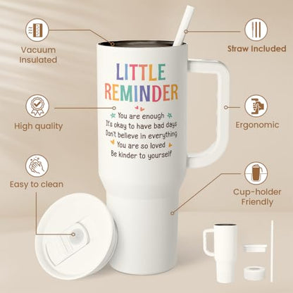 Inspirational Tumbler with Handle 40oz, Positive Reminder Coffee Cups Stainless Steel Travel Mug, Daily Inspiration Motivational Gifts for Women Girls Friends Coworker, Gift for Birthday Christmas - color: Inspiration 1