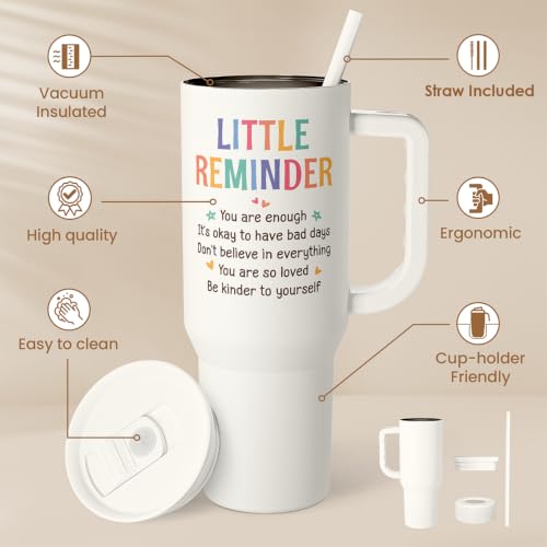Inspirational Tumbler with Handle 40oz, Positive Reminder Coffee Cups Stainless Steel Travel Mug, Daily Inspiration Motivational Gifts for Women Girls Friends Coworker, Gift for Birthday Christmas - color: Inspiration 1