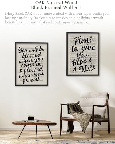 iHery 16x20in Jeremiah 29:11 Hope and a Future Framed Christian Art - color: Black Framed Plans, size: 20"L x 16"W