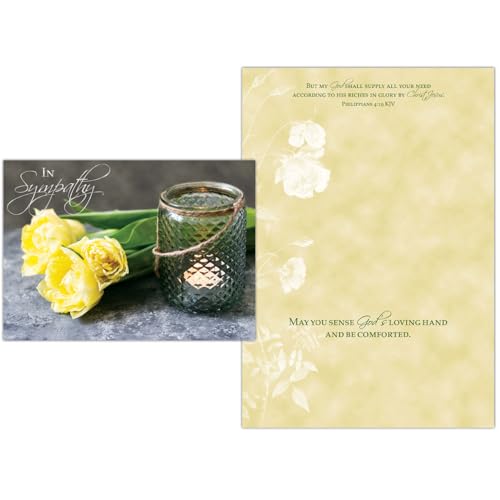 Candle and Flowers KJV Sympathy Card, 1 Count - color: Candle and Yellow Flowers